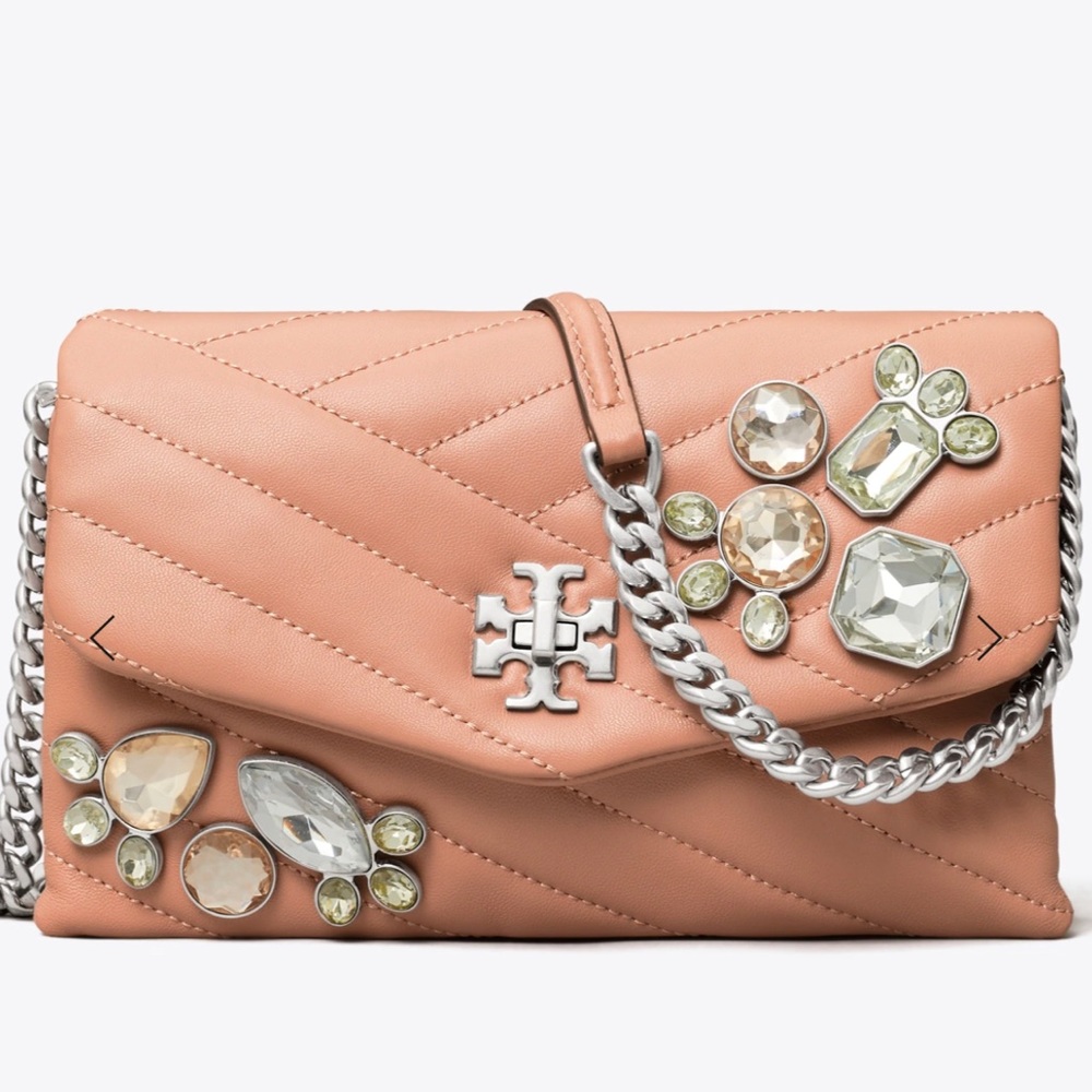 Kira Chevron Jeweled Chain Wallet